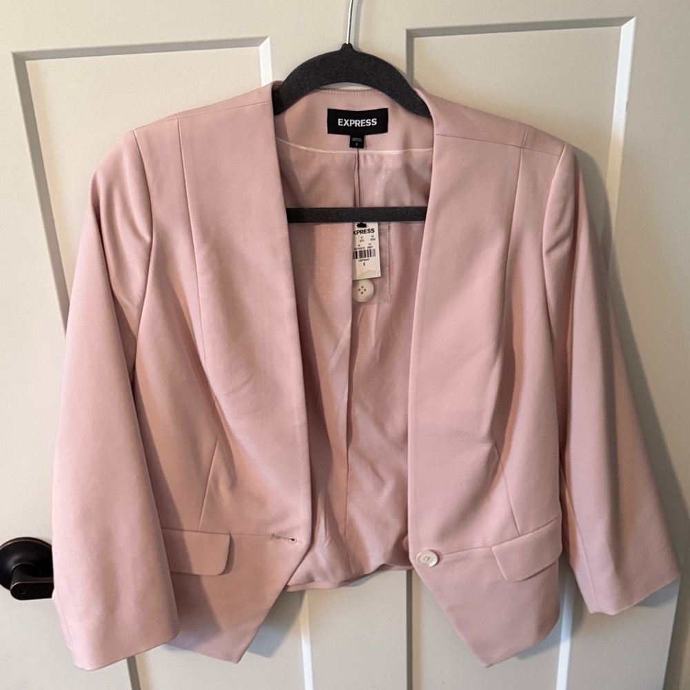 Express Women's Cropped Blush Pink Suit Jacket